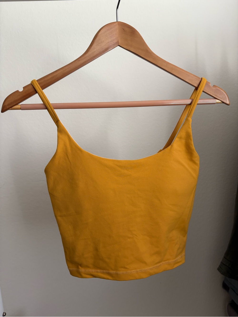Mustard Yellow Scoop Neck/ Low Back Athletic Crop Top - Women